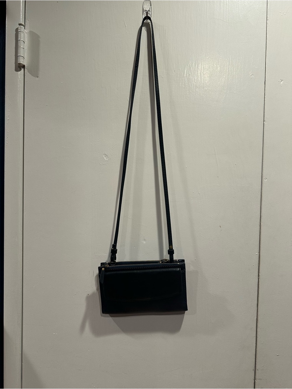 Fossil Black Leather Crossbody Wallet Bag